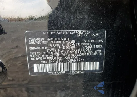 2025 Subaru Forester Premium из США, поврежденный, VIN JF2SLDDC2SH567344